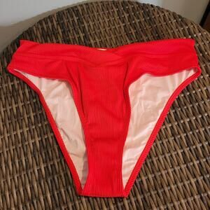 CUPSHE Red Ribbed High Cut Bikini Bottoms XL NWT Swim Vacay Resort Beach Sexy